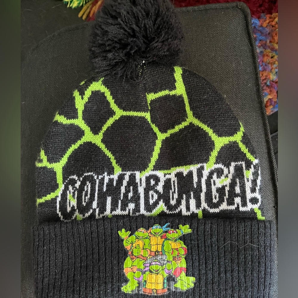Cowabunga TMNT turtles pattern patch winter hat